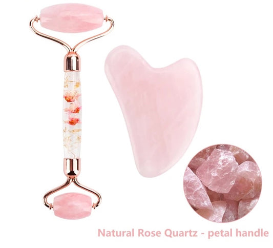 Natural Rose Quartz Jade Roller Gua Sha